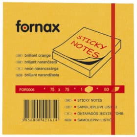 Blok samoljepljiv 75x75mm 80L Fornax neon-narančasti