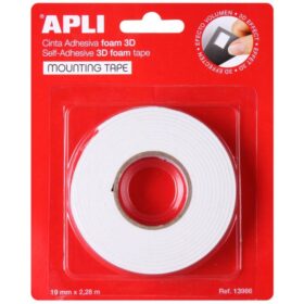 Traka samoljeljiva 3D spužvasta APLI 19MMx2,28M 13986