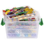 Kutija s kopčama i ručkom+ladice - prozirna/zelena