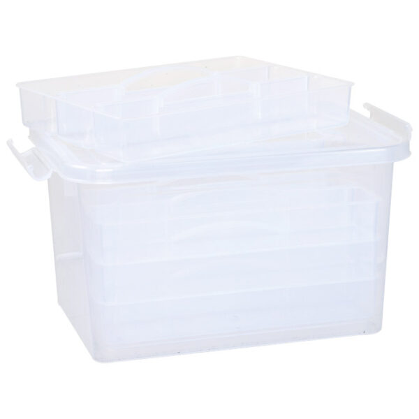 Kutija pp s kopčama i ručkom+ladice Primo 819VS prozirna