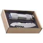 Svjetiljka ručna 9 LED+nož u EKO pakiranju Dover srebrna