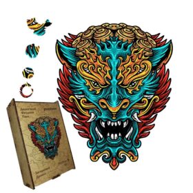 Drvene Puzzle Demon u Drvenoj Kutiji | Mračni Dizajn & Edukativne Igračke