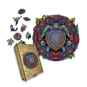 Drvene puzzle u drvenoj kutiji kornjača