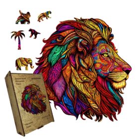 Drvene puzzle u drvenoj kutiji s motivom lava