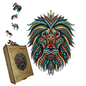 Drvene puzzle u drvenoj kutiji Lav