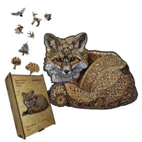 Drvene puzzle u drvenoj kutiji motiv Lisica 1