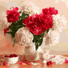 Slikanje po brojevima 50x40 Peonies and cherries i set za slikanje