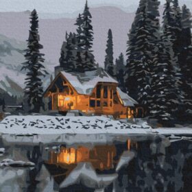 slikanje po brojevima 40x30 snow night sa drvenim okvirom i setom za slikanje