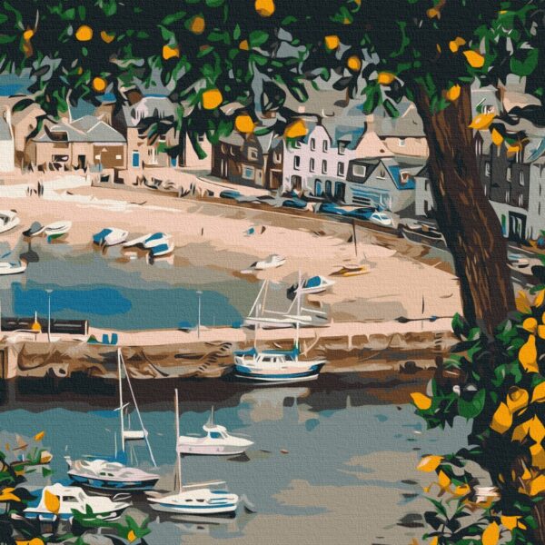 Luka s jedrilicama Set za slikanje po brojevima 50 x 40 cm