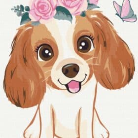 Slikanje po brojevima 40 x 30 Pas sa vjenčićem od cvijeća/ set