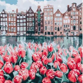 Amsterdam i tulipani Set za slikanje po brojevima 50 x 40 cm