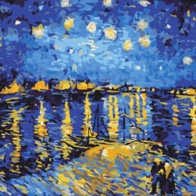 slikanje po brojevima 50x40 , Starry night over the Rone by Van Gogh, sa drvenim okvirom i setom za slikanje