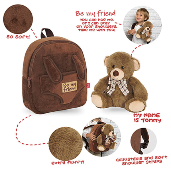 Ruksak mini s odvojivim plišancem Tommy Bear Perletti