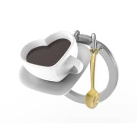 Privjesak za ključeve Šalica kave i zlatna žlica - Coffee Cup & Golden Spoon